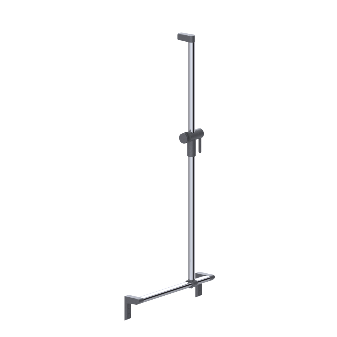 Cavere Care Chrome Shower handrail, with movable shower handrail, 500 x 1100 mm, Chrome metallic anthracite