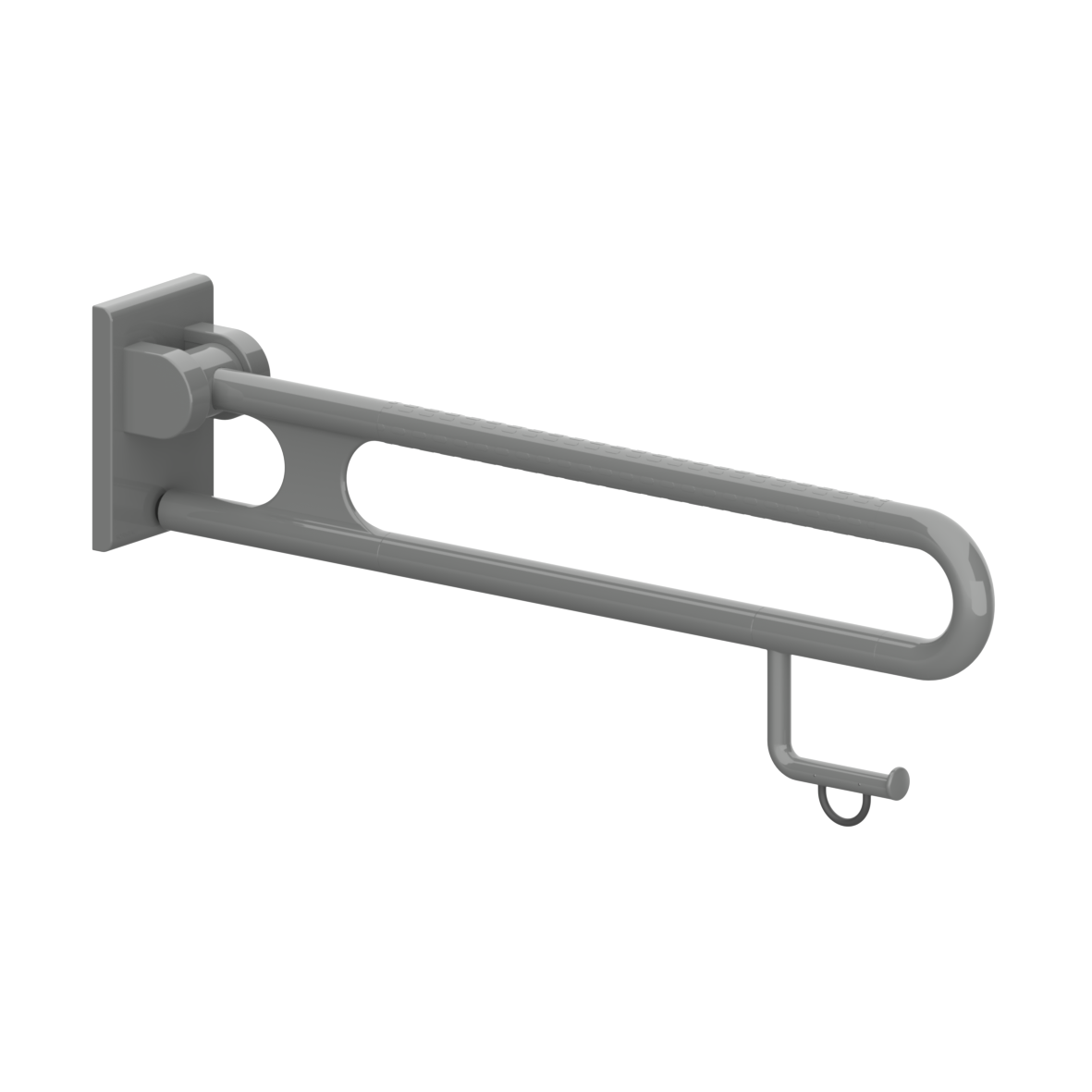Nylon Care 400 Lift-up support rail, with Toilet roll holder, left and right, L = 850 mm, Dark grey