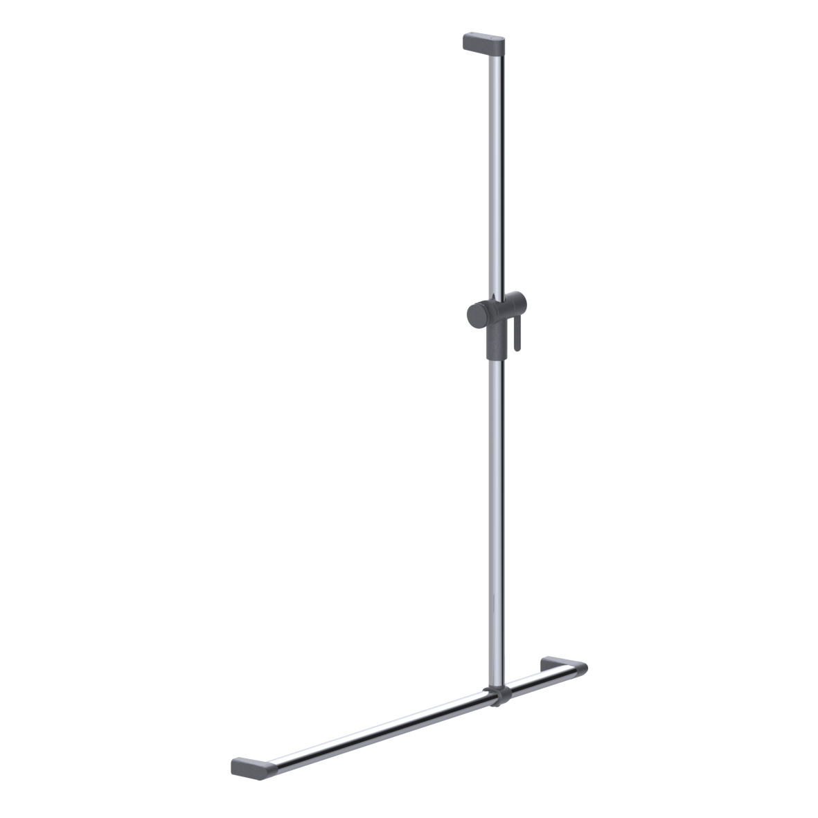 Cavere Care Chrome Shower handrail, with movable shower handrail, 900 x 1200 mm, single-point mounting, Chrome metallic anthracite