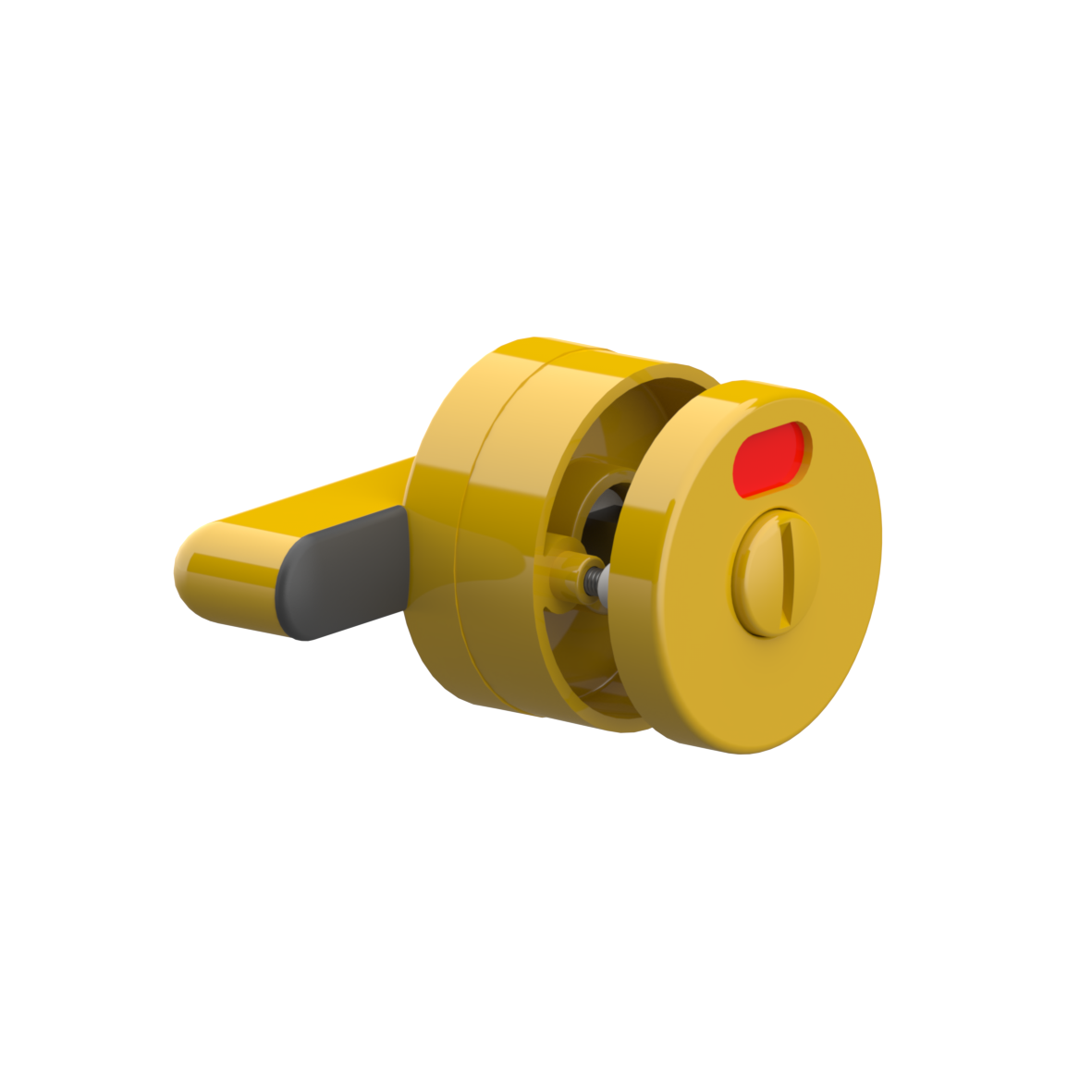 Nylon Partition Door Lock NY.TWR 840.03, with distance piece, 14 mm, 80 x 85 x 52 mm, Yellow